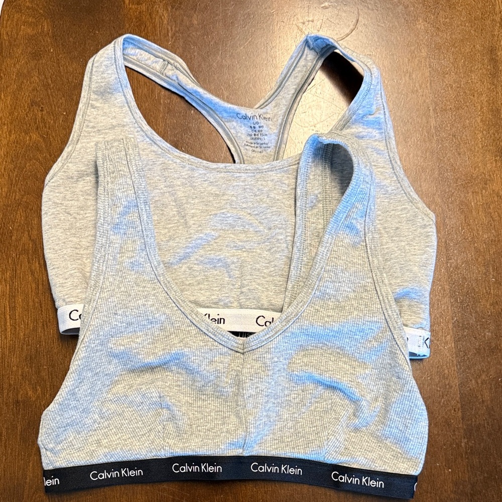 Calvin Klein Women's Gray Sports Bras Lounge Casual Layering Sleep Large